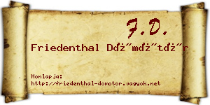 Friedenthal Dömötör névjegykártya
